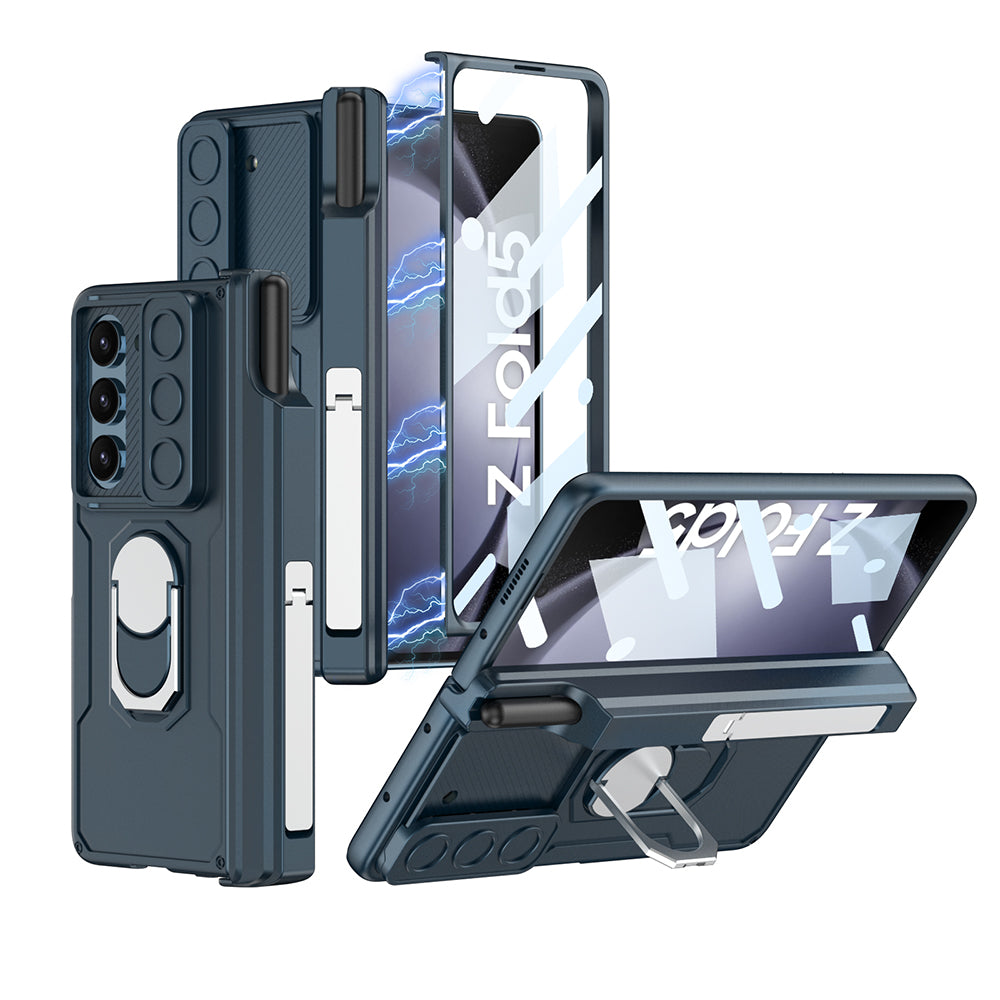 GKK Kickstand PC Phone Case for Samsung Galaxy Z Fold5 5G Camera Slider Magnetic Cover with Glass Film Pen Holder GKK Kickstand PC Phone Case for Samsung Galaxy Z Fold5 5G Camera Slider Magnetic Cover with Glass Film Pen Holder